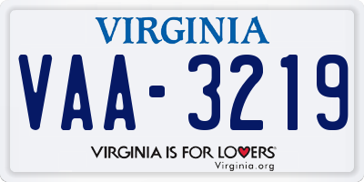 VA license plate VAA3219