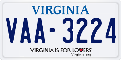 VA license plate VAA3224