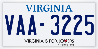 VA license plate VAA3225