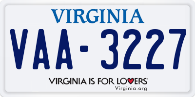 VA license plate VAA3227