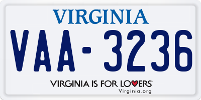 VA license plate VAA3236