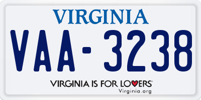 VA license plate VAA3238