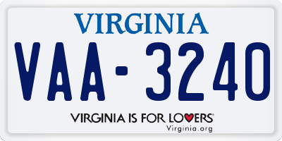 VA license plate VAA3240