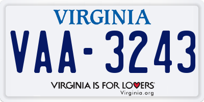 VA license plate VAA3243