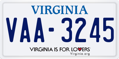 VA license plate VAA3245