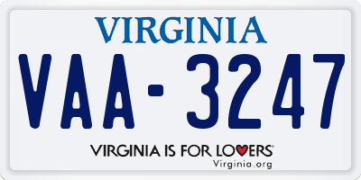 VA license plate VAA3247