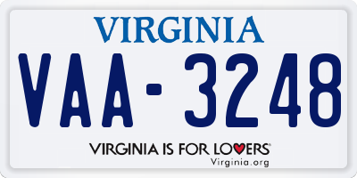 VA license plate VAA3248