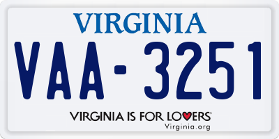 VA license plate VAA3251