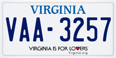 VA license plate VAA3257