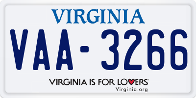 VA license plate VAA3266