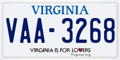 VA license plate VAA3268