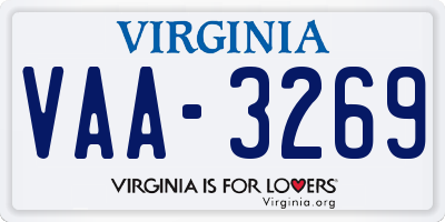 VA license plate VAA3269
