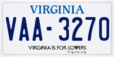 VA license plate VAA3270