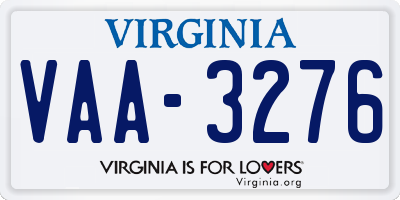 VA license plate VAA3276