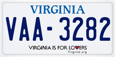 VA license plate VAA3282