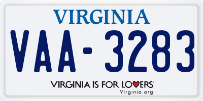 VA license plate VAA3283