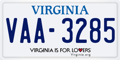 VA license plate VAA3285