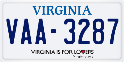 VA license plate VAA3287