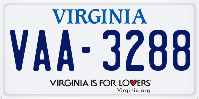 VA license plate VAA3288