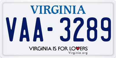 VA license plate VAA3289
