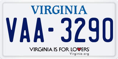 VA license plate VAA3290