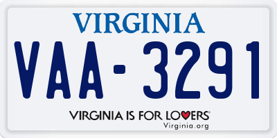 VA license plate VAA3291