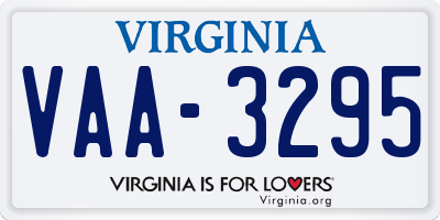 VA license plate VAA3295