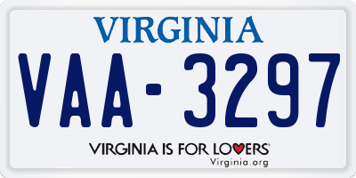 VA license plate VAA3297