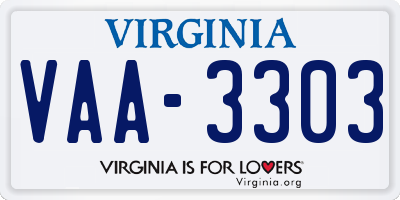 VA license plate VAA3303