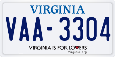 VA license plate VAA3304