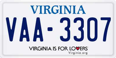 VA license plate VAA3307