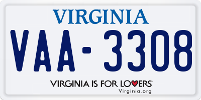 VA license plate VAA3308