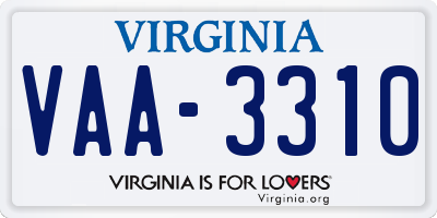 VA license plate VAA3310