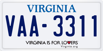 VA license plate VAA3311