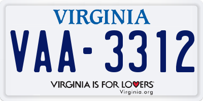 VA license plate VAA3312