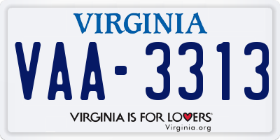 VA license plate VAA3313