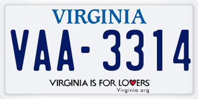 VA license plate VAA3314