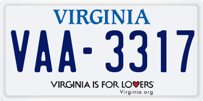 VA license plate VAA3317