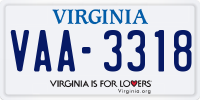 VA license plate VAA3318