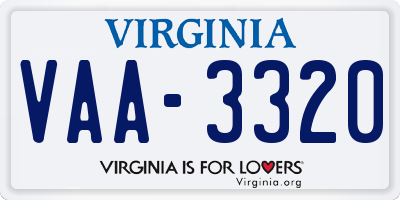 VA license plate VAA3320