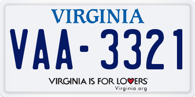 VA license plate VAA3321