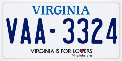 VA license plate VAA3324