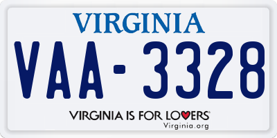 VA license plate VAA3328