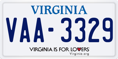 VA license plate VAA3329