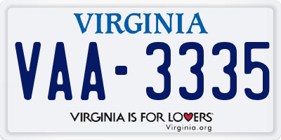 VA license plate VAA3335