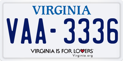 VA license plate VAA3336