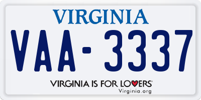 VA license plate VAA3337