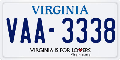 VA license plate VAA3338