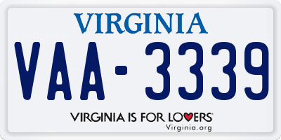 VA license plate VAA3339