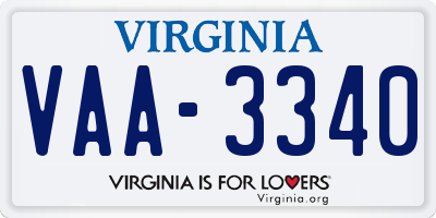 VA license plate VAA3340